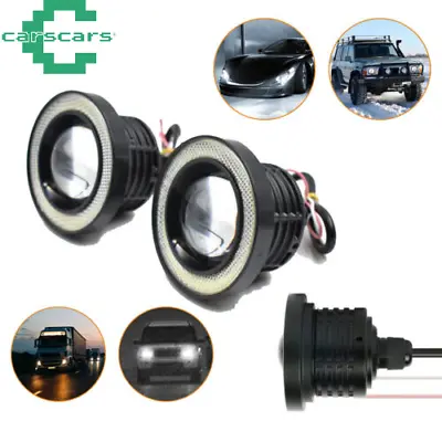 2X 3.5 Inch Car Fog Light LED Projector  Angel Eye Ring DRL Driving Bulb 6000K  • $15.19