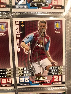 Nathan Baker Signed Aston Villa Match Attax Trading Card 2014/15 • £1.59