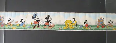 Walt Disney Wallpaper Border Trim Mickey Mouse & Family & Pluto  /  C. 1945 • £43.79