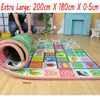 2 Side Kids Crawling Play Mat Educational Game Soft Foam Picnic Carpet Large 2M • £18.99
