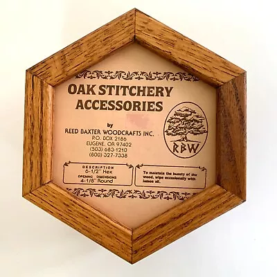 Reed Baxter Woodcrafts Oak Stitchery Accessories 6-1/2  Hexagon Box • $32.99