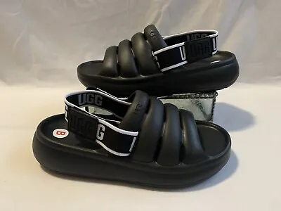 Nwob Women’s Ugg’s Sport Yeah Slingback Rubber Sandals In Black Size 6 • $44