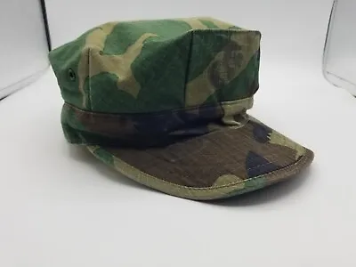 Vintage Size Medium  Army Type 1 Military Fitted Woodland Camouflage Hat USA  • $15.85