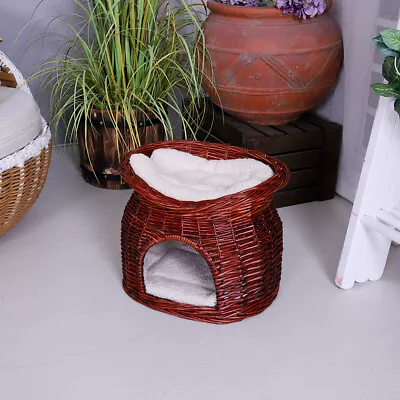 £27.95 • Buy Two Tier Pet Bed Basket For Cat/Puppy Small Dog Igloo Wicker Play House Tower UK