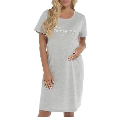 Ladies Maternity Nightie Sleeping For Two Short Sleeves Pregnancy Grey Sleepwear • $12.44