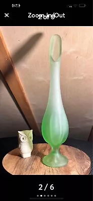 Vintage Viking Satin Spring Green Six Petal Swung Vase 15” • $168