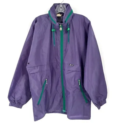 K WAY Sz S VNTG 2000s Color Block Full Zip Windbreaker Jacket Hidden Hood 80s  • $34.95