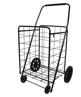 $35.97 • Buy Folding Shopping Cleaning Cart Basket Utility Trolley Laundry Grocery 4 Wheels