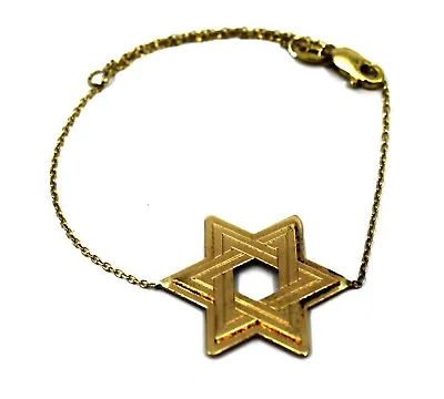 RCI 14k Solid Gold Dainty Star Of David Chain Bracelet Judaica 7 Inch • $239.99