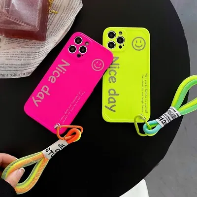 $14.85 • Buy Fluorescent Bright With Hand Lanyard Phone Case For IPhone 14 13 12 11 XS XR X 8
