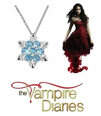 The Vampire Diaries Elena Gilbert ‘Snowflake’ Azure Blue Silver Chain & Pendant • $11.31