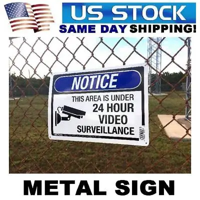 LARGE METAL Home Security Cameras In Use Warning Blue Burglar Yard Sign 10 X14  • $15.95