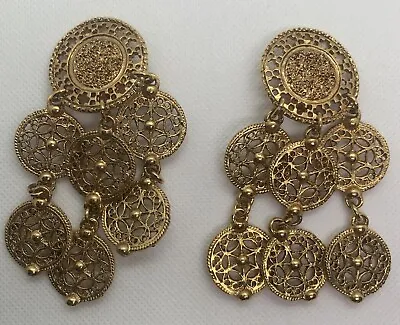 Vintage  - Gold Clip On Earrings - Belly Dancer • $26