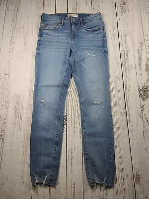 Zara The Skinny Jeans Distressed Hem Stretchy Size 6 • $15.99