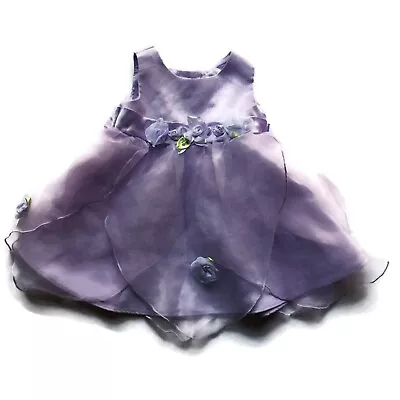 YOUNGLAND Dress Baby Girls 12 Months Lilac Purple Satin Princess Layered Tulle • £6.99