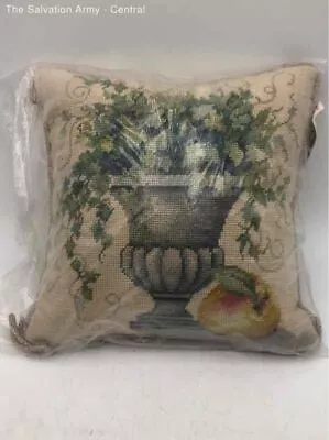 Vintage Katha Diddel Multicolor Urn W/ Yellow Apple Square Shape Zip-Up Pillow • $5.99