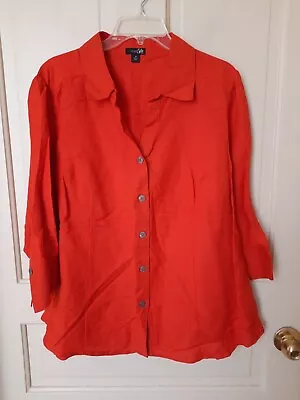 NWT East5th Majestic Orange Linen/Rayon 3/4 Sleeve Button Front Shirt *Sz 1X* • $17.80
