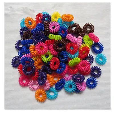 6 SMALL SPIRAL HAIR BOBBLES Elastic Ponytail Telephone Cable Ties Various  • £2.29