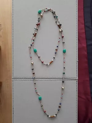 Accessorize Green/brown/blue Beaded Long Necklace New • £5