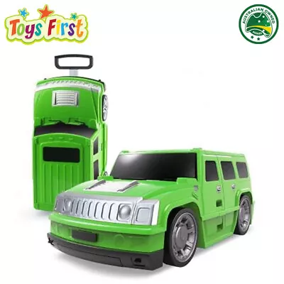 Kids SUV Travel Case Radio Control Car Green Trolley Suitcase Luggage Bag Wheels • $87