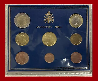 VATIKAN 2002 SET 8 Coins BU 1 Cents 2 Euro  Pope Franciscus  Official Folder UNC • $499.99