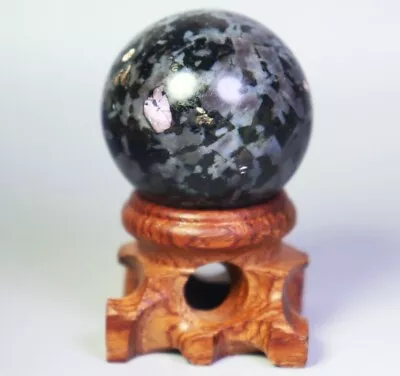 Natural MERLINITE Shaman Psilomelane Gabbro Quartz Crystal Sphere Ball/Stand • $0.99