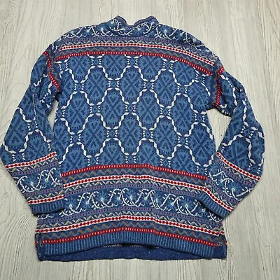 VINTAGE McKain Sweater Womens Small Blue Victorian Cotton Mock Neck Cable Knit • $27.44