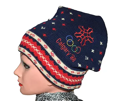 Calgary 88 Murray Merkley Handmade For Olympics Thick Wool Knit Beanie Hat • £28.94