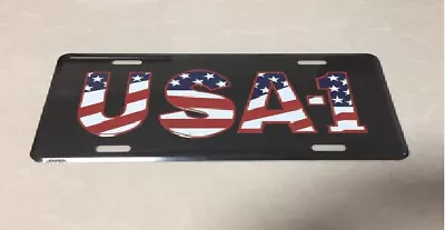 USA # 1 BLACK PATRIOTIC Aluminum Embossed License Plate • $9.88