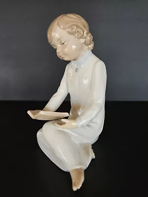 Zaphir Lladro Boy Reading Book Porcelain Figurine Spain 6.5  • $14.99