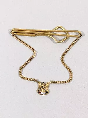 Vintage Gold Tone FOE Elks Eagle Tie Clip With Chain • $6.99