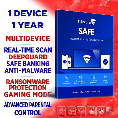 £10.12 • Buy F-Secure SAFE 2023 Internet Security 1 Device 1 Year Windows Mac Android IOS Key