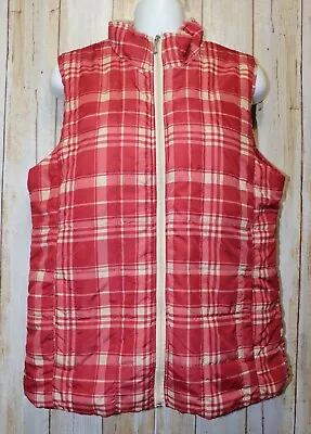 Womens Red Plaid Jason Maxwell Puffer Vest Size Medium Excellent • $6.74