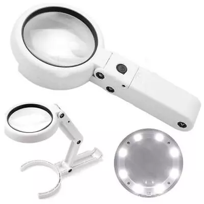 5X 11X Magnifying Glass With Light 8 LED LAMP Magnifier Foldable Stand Table • $12.52