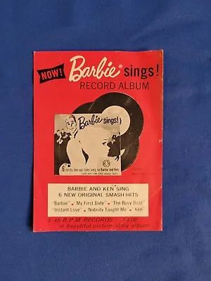Vintage Barbie Sings! Red Flyer Insert Record Album Flyer Program Brochure • $11.50