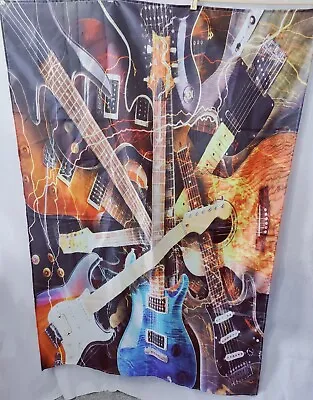 Music Tapestry Guitar Musical Tapestry Wall Hanging Instrument Rock N Roll 57x39 • $15