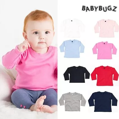 Babybugz Baby Long Sleeve Top BZ11 - Girl Boy Plain Cotton Shirt 3-24 Months • £7.49