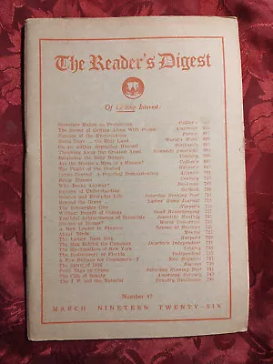 Reader's Digest March 1926 Prohibition Andrew W. Mellon Dorothy Canfield Fisher • $36