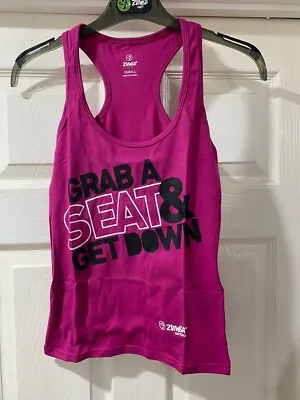 Zumba Pink Racerback Instructor Vest Top Shirt Ladies Top Gym Dance Size XS 6-8 • £7.49