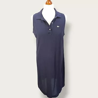 Lacoste Polo Shirt Dress In Navy Size 42 Large 100% Cotton • £15