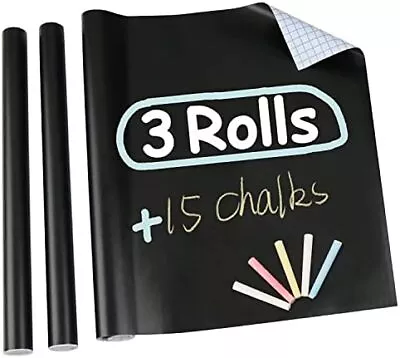 3 Rolls 17” X 78.7” Chalkboard Contact Paper - Adhesive Blackboard Wall Decal Vi • $27.99