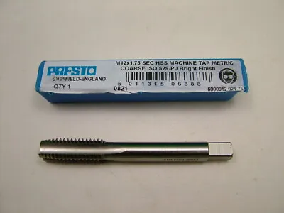 HSS Machine Tap M12 Metric Coarse Thread Top Quality Genuine Presto Second Cut • £7.99