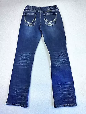 Cowgirl Tuff Women's Jeans 27x30 Boot Cut Western Barbed Wire Mid Rise Dark Wash • $27.99