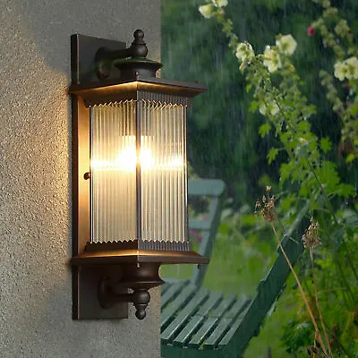 £36 • Buy Vintage Outdoor Wall Light Lantern Porch Exterior Sconce Lamp Fixture Brown