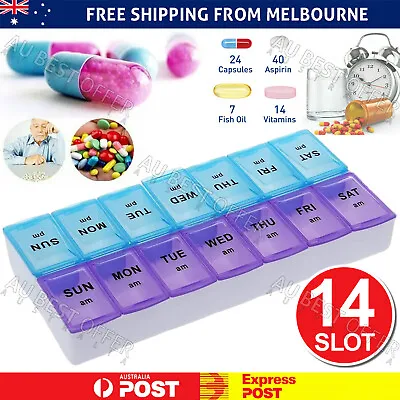 14Slot 7Day Pill Box Dispenser Medicine AM/PM Medication Organiser Week Case AU • $9.99