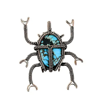 Tibetan Turquoise Copper Love Gift Wire Wrapped Beetle Pendant 3.15 • $28.78