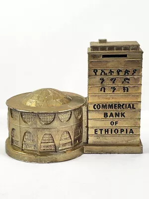 RARE Commercial Bank Of Ethiopia Still Coin Bank Metal Souvenir Building • $275