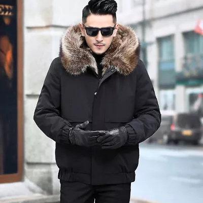 Mens Parka Fur Formal Jacket Fur Liner Removable Warm One-piece Thickened Jacket • $109.17