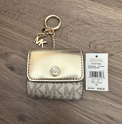 ⭐️NWT⭐️ Michael Kors Apple AirPod Pro Case Bag Charm Keychain Pale Gold • $48