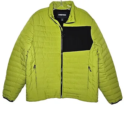 Lands End Mens Jacket Large 800 Down Filled Packable Chartreuse • $49.99